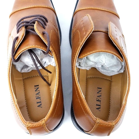 Alfani Mens Shoes Size 8 M Adam Oxford Tan Cap Toe - Picture 5 of 7